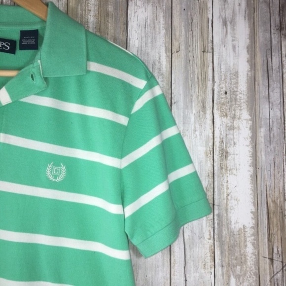 Chaps Green Striped Polo - Picture 2 of 4